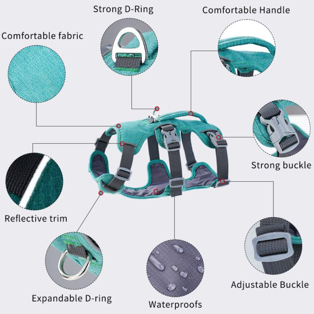 Reflective Vest Dog Harness Adjustable Design Nylon Pet Vest Protective Reflective Pet Harness Pug