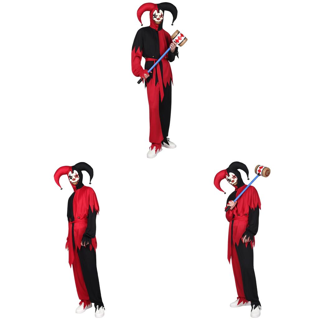 Set Costume Clown Horror di Halloween in Tessuto Poliestere per Cosplay e Feste a Tema