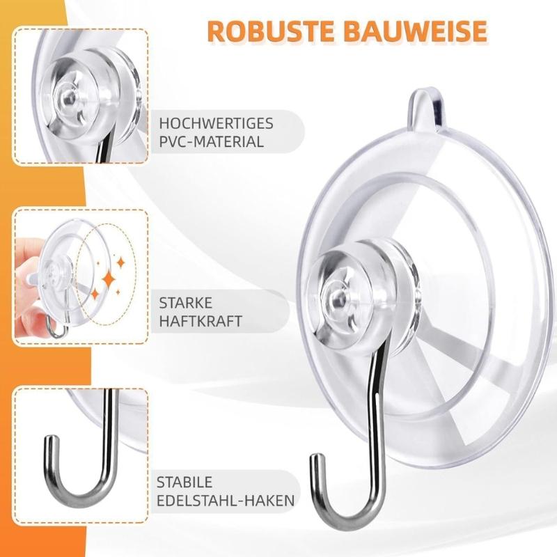 12 Pezzi Ganci Invisibili a Ventosa Pratici Capacità 10lb Design Staccabile Perfetti Per Cucina Bagno Metallo Vetro