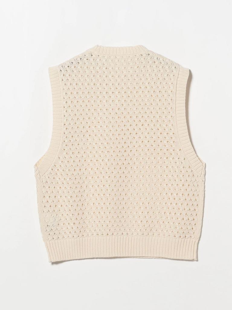 Beams Men's Mesh Knit Vest, Natural, Size L, 11050252803