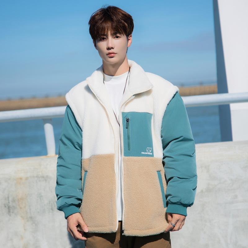 

Куртка из овечьего флиса, осень-зима, новая, подходящая по цвету, утолщенная, теплая, повседневная куртка в парном стиле 3XL