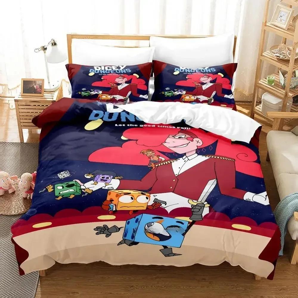 

Comforter Dicey Dungeons Bedding Set Single Twin Full Queen King Size Bed Set Adult Kid Bedroom S 3D Anime Bed Comforter (quilt)-EU Single(135*200cm)3pcs