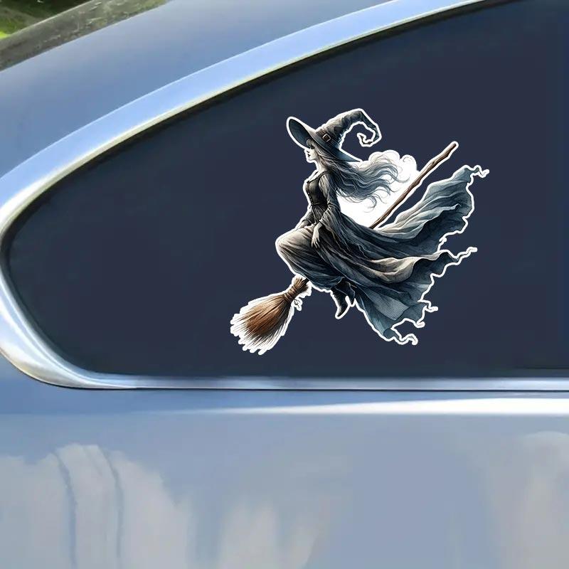 Witch on a Broom Car Stickers Waterproof Vinyl Decals Auto Body Window Bumper Decor Motorcycle Helmet Stickers TM184