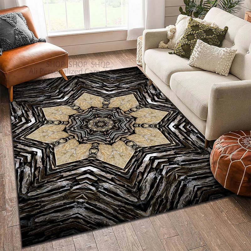 1PC Stone Mosaic Art Printed Carpet for Living Room Bedroom Sofa Home Decoration Non-slip Floor Mat Modern Carpet Large Size
