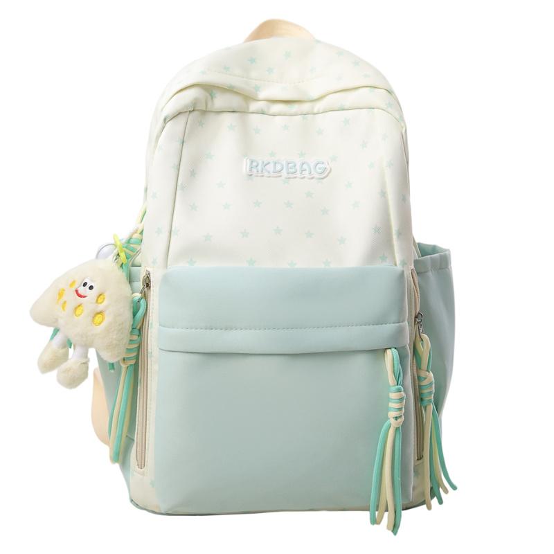 Color Contrast Backpack Women's Star Backpack Student Schoolbag