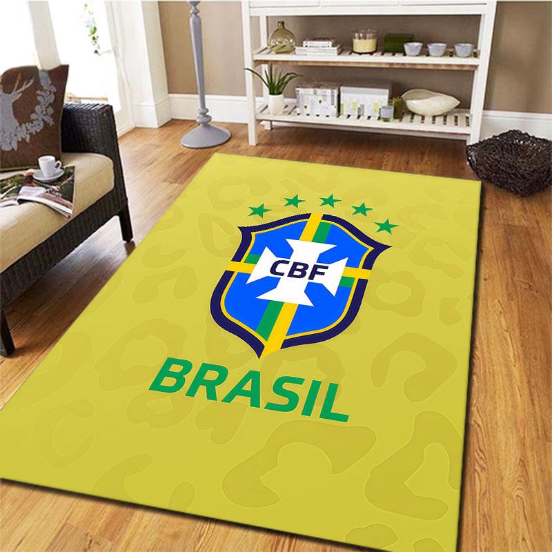 Brazil National Football Team Carpet Rug for Living Room Bedroom Home Sofa Decoration,Kids play Non-slip Floor Mat