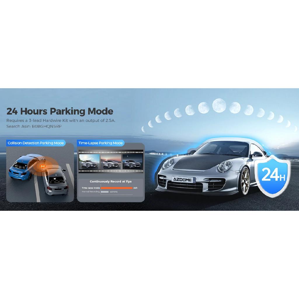AZDOME M300 Dash Cam 1296P Camera with WiFi WDR Car DVR 150° FOV App Control Dash Camera Recorder Voice Control 24H Parking Mode