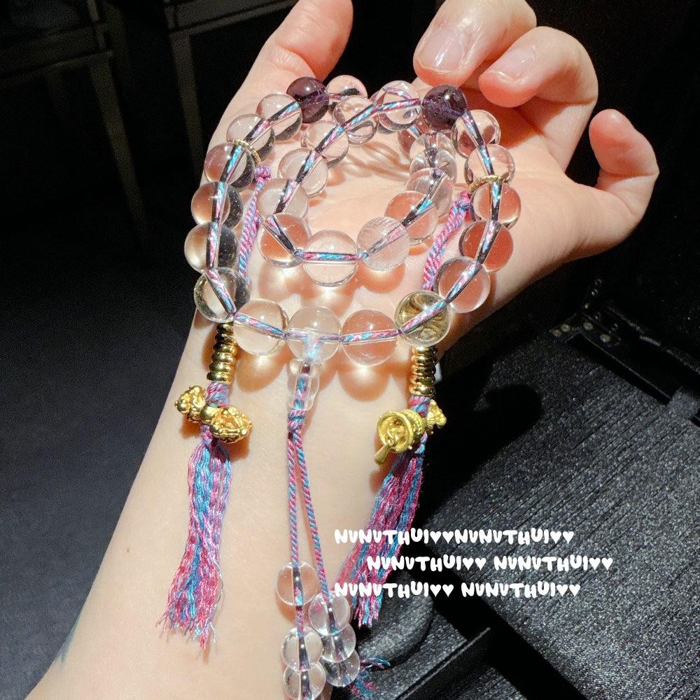 Flower Silk Color, Incense Gray Glazed Green Tara Bracelet, New Chinese Style, Fabric Entanglement Vajra Pestle Holding Rosary