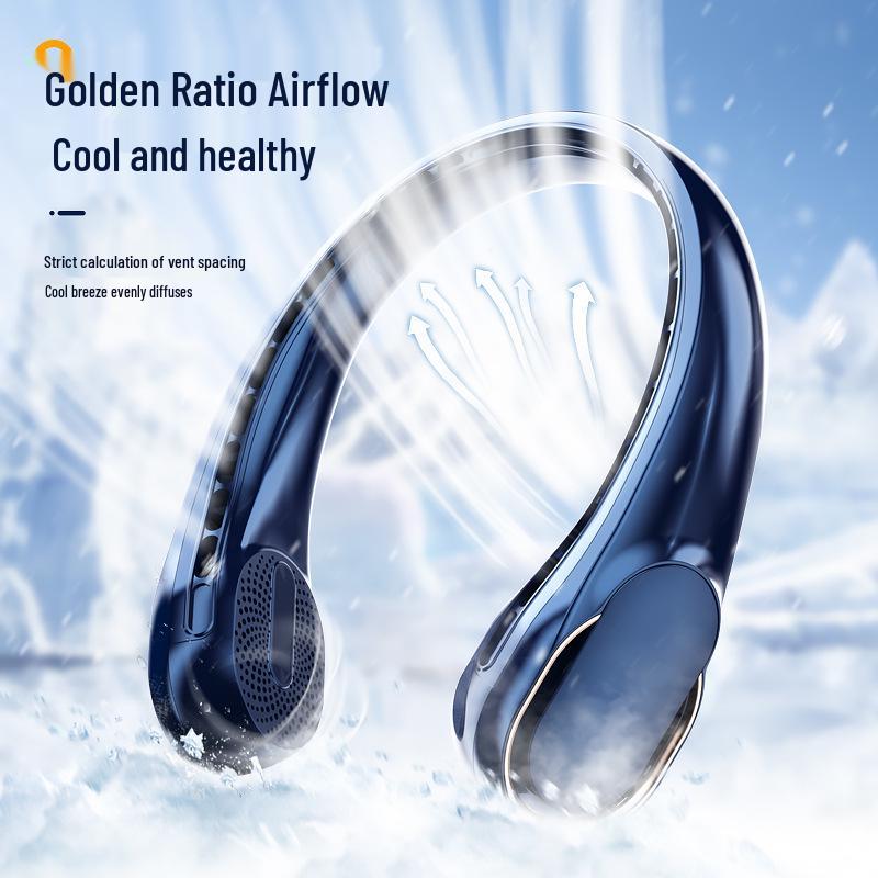USB Rechargeable Portable Bladeless Neck-Hanging Fan for Office & Sports