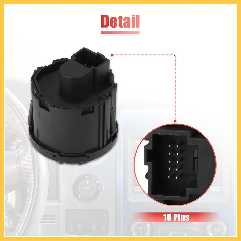 Headlight Lamp Fog Light Control Switch Fits for Ford F150 F250 F350 F450 F550 Super Duty 2009-2016 9L3Z11654CA SW6637 Auto Replacement Parts