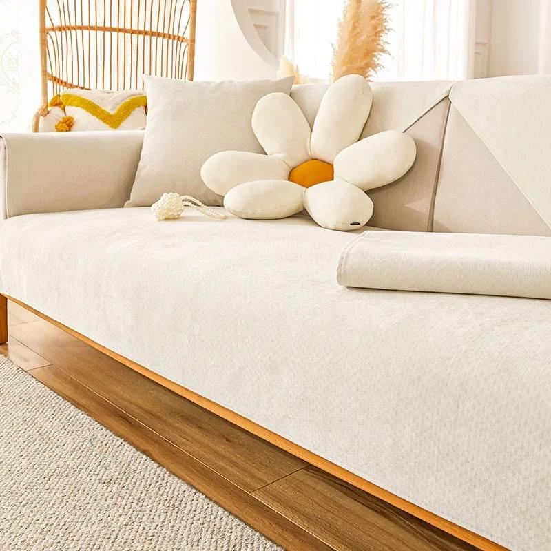Waterproof Sofa Cushion Anti-scratch Four Seasons Universal Sofa Mat Solid Color Chenille Non-slip Technology Fabric Sofa Cover
