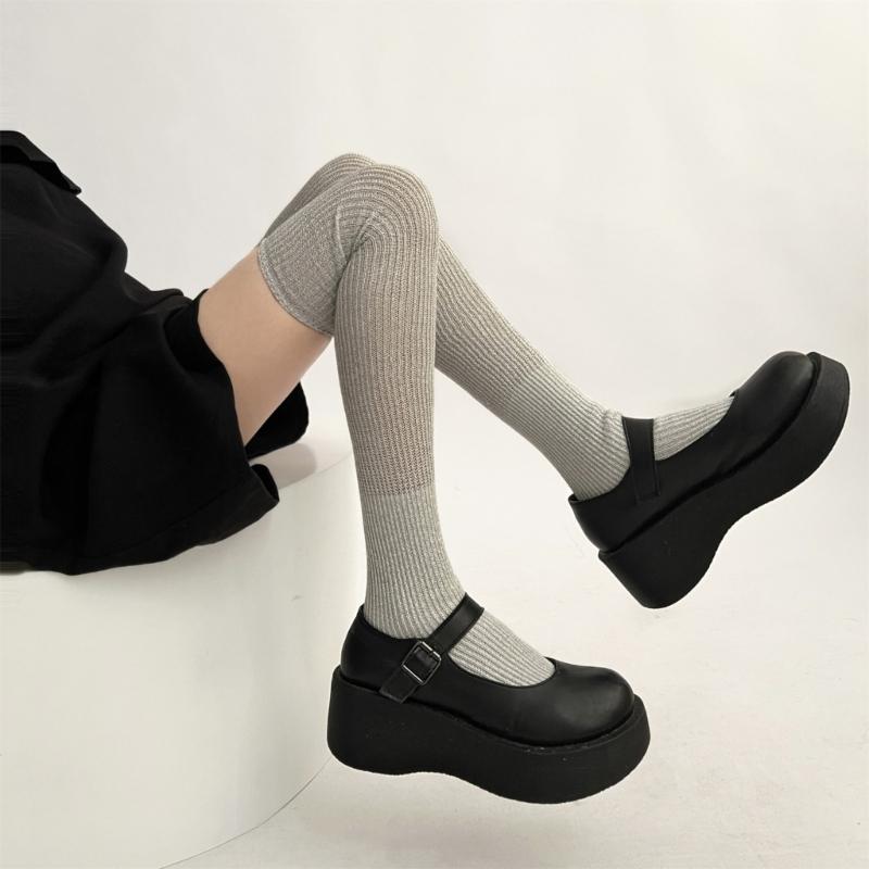 1 Pair Dress Socks Cotton Socks Princess Style Thigh High Lolitas Socks Frilly Ruffle Socks, Women Girl Over Knee Socks