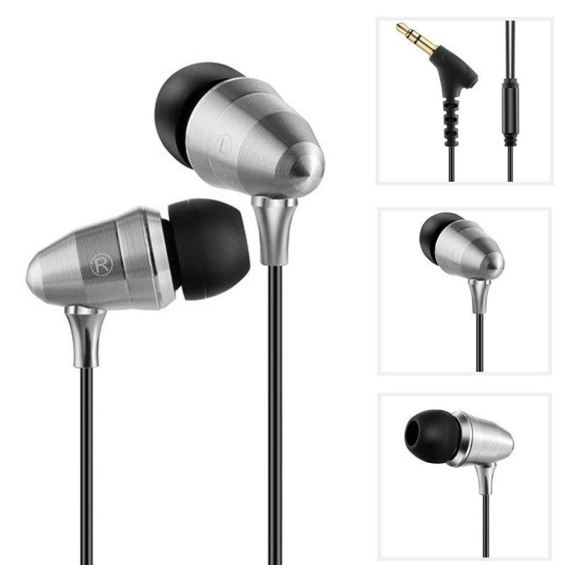 Headphones Silver Wired Outdoor Sports Metal Material Earphone Fashion Gift