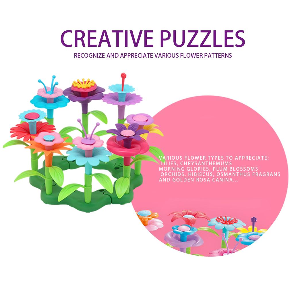 Baustein Lernspielzeug für Jungen und Mädchen, Vielseitige Garten-Blumenarrangements, Kinder-Plastikpuzzles, Festivalgeschenke