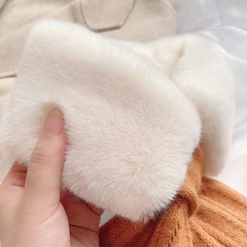 Furry Scarf for Women In Autumn and Winter All Match Korean Style Thickened Warm Knitted Rex Rabbit Plush Cross Cervical Spine Fur Collar