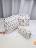 Floral Quilted Cotton Travel Makeup Bag Set – Portable, Large Capacity, 3-Piece