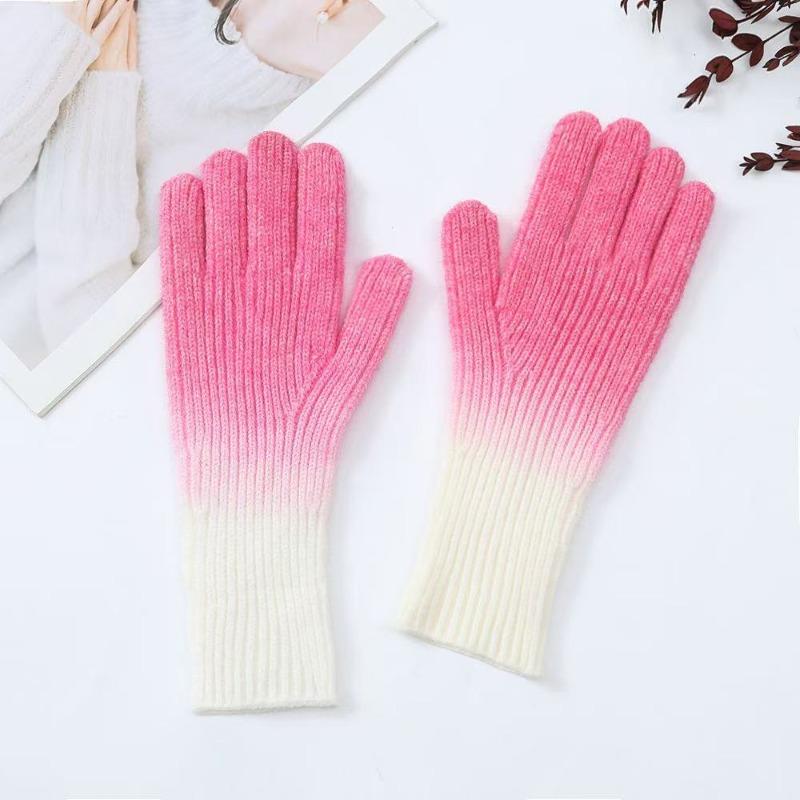 Luvas de dedo femininas de inverno arco-íris mudança gradual longas para aquecer o pulso luvas de dedo inverno cor mudança gradual luvas longas para aquecer o pulso