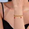 Doppellagiges Erdbeer-Armband aus Edelstahl für Damen Mädchen, Wasserdichte Armbänder in Goldfarbe, Täglicher Schmuck Niedliche Geschenke