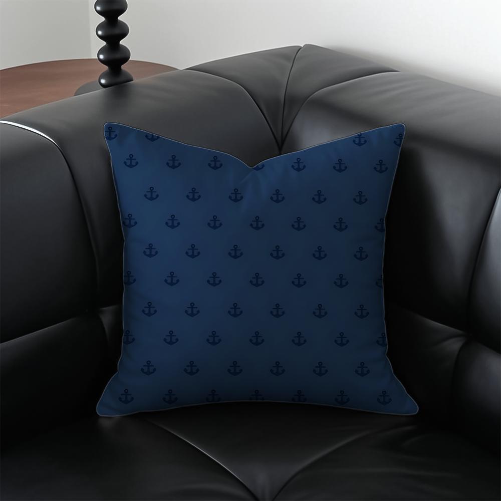 Fashion Relaxed Ocean Breeze Anchor Cushion Cover Pillow Case Antidustmite Invisible Zipper Silky Plush Cushion