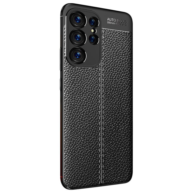 

Litchi Texture Slim Phone Case for Samsung Galaxy S23 Ultra,Scratch-resistant Flexible TPU Cover Black