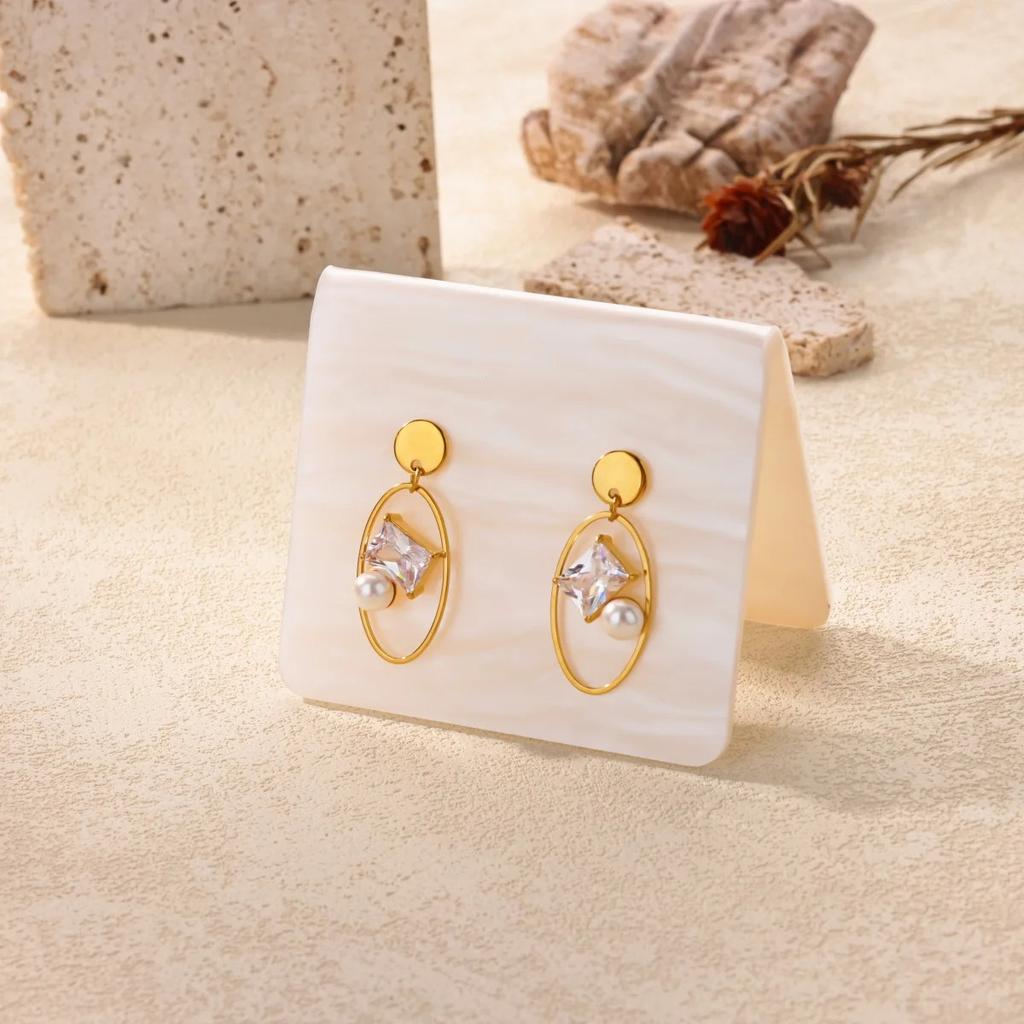 Hot-selling Oil Dripping Stainless Steel Earrings Personalized Light Luxury High-end Earrings Plated Real Gold Stud Earrings