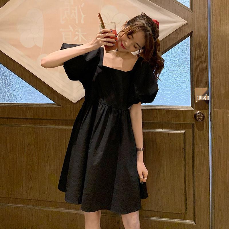 Abito Estivo Coreano 2025 Lento a Maniche Corte con Scollo Quadrato per Studentesse - Elegante Gonna Sottile da Celebrità di Internet
