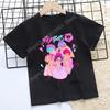 T-shirt KPop Demon Hunters per Bambini Cartone Animato Nera Top Ragazze Collo Rotondo Manica Corta Abbigliamento Bambini Estate Regalo