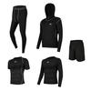 5 in 1 Mens Tracksuit Dance Gym Compression Football Jogging Sports Suit