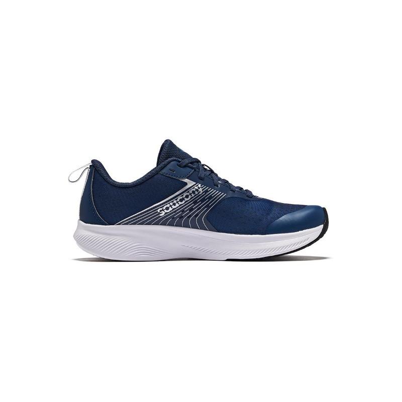 Saucony RIDE KDZ kids low-top running shoes blue silver PWRRUN cushioning SK266708