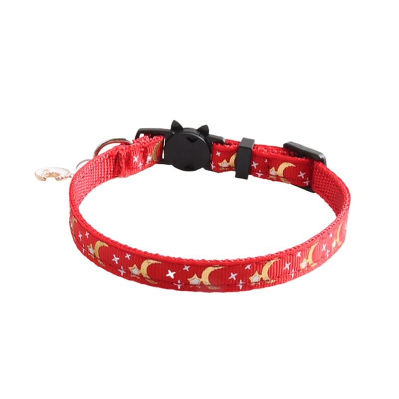 Cute Pet Cat Collars With Moon Star Pendant Adjustable Puppy Kitten Necklace Fruits Pattern Cats Rabbit Collars With Bells