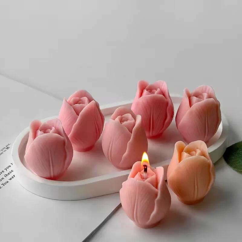 A Top Quality DIY Flowers Tulip Silicone Mold Handmade Scented Candle Plaster Resin Molds Homemade Cookies Chocolate Candy