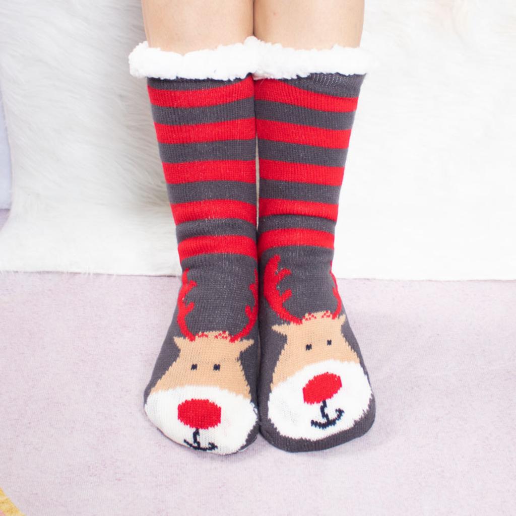 Adult Indoor Floor Socks with Non-Slip Soles Soft Plush Sleep Slippers Socks Leg Warmers Carpet Socks Comfortable Cozy Winter Home Socks