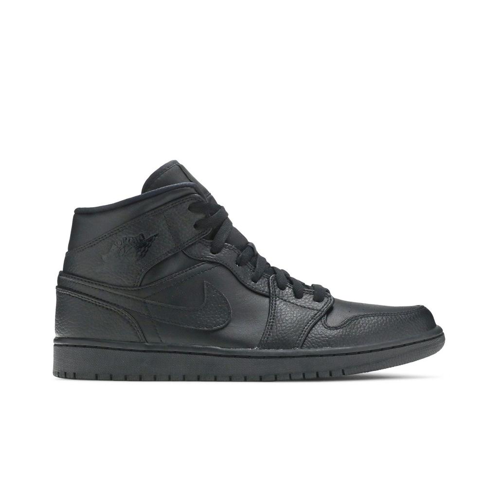 Air Jordan 1 Mid 'Triple Black' 2020 (Unisex) Black / Black / Black Vintage Basketball Shoes 554724 091