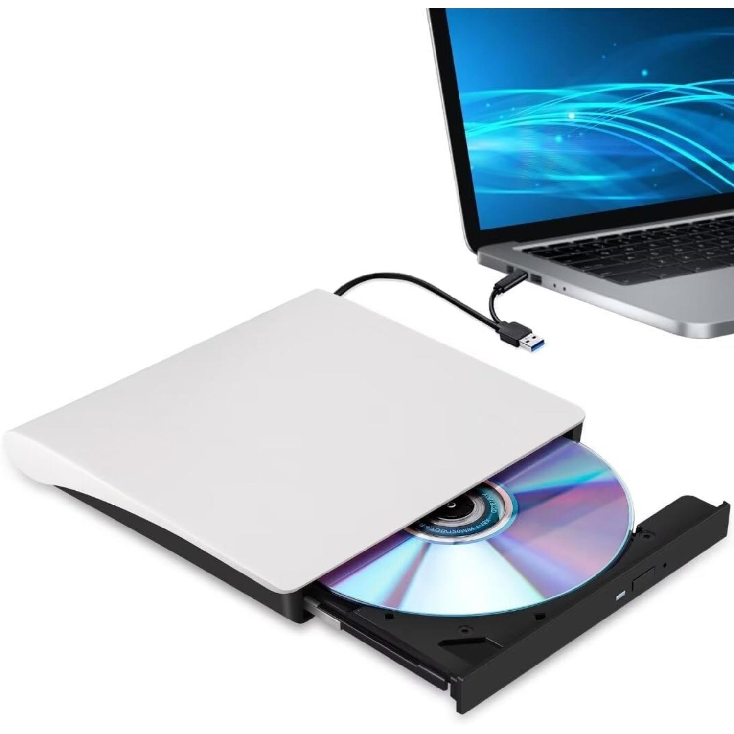 

Внешний CD DVD RW привод-писатель USB3.0 Type-c Портативный DVD-плеер-ридер Оптические приводы Для ноутбука ПК Windows11 10 Mac Linux OS белый