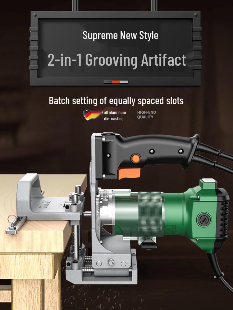2-in-1 Woodworking Slotter & Trimmer Machine