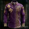 Luxury Long-sleeve Shirt with Gold Embroidered Floral Design