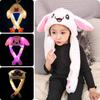 Rabbit Cartoon Womens Hat Winter Plush Moving Bunny Ears Shine Earflaps Movable