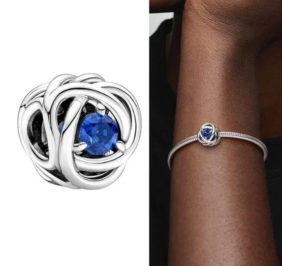 Coppertwelve Month Birthstone Heart Eternity Charms Beads Pendant Fit Original Bracelet For Women Diy Fine Jewelry