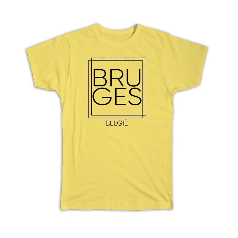 Gift T-Shirt : BRUGES Belgium Square Modern Minimalist Font S