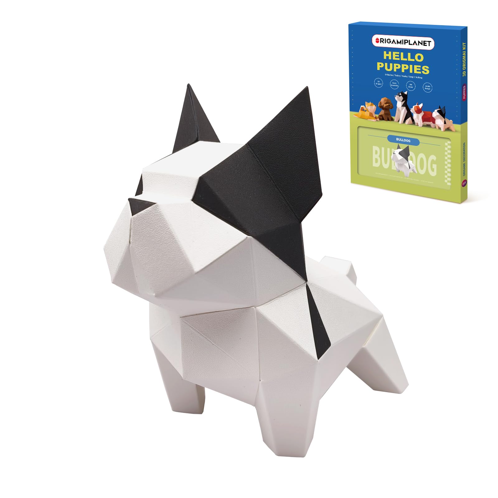 

ORIGAMIPLANET Bulldog 3D Origami Craft Kit for Adults Easy DIY Dog Paper Sculpture 3D Cute Animal Handmade Home Decor Art Home Decoration Paper Craft