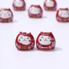 Ceramic Lucky Cat DIY Bracelet Pendant - Vertical Hole Beaded Charm Daruma Cat Accessories