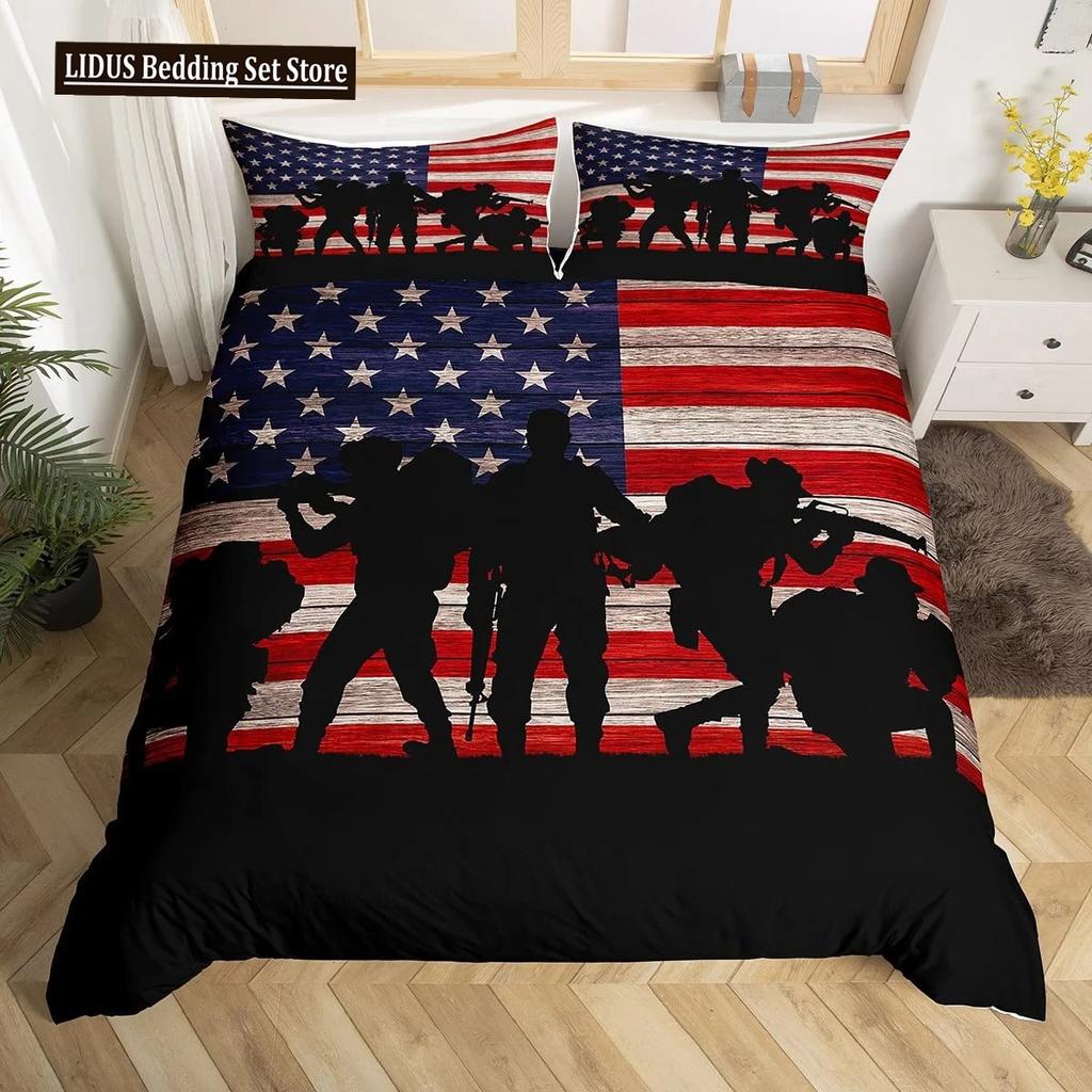 Special Police Print Duvet Cover American Soldier For Teen Adults Camouflage SWAT Theme Bedroom Decoration Polyester Quilt Cover