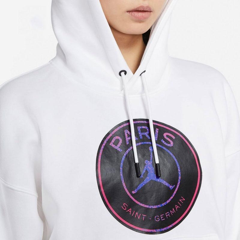 (WMNS) Air Jordan Paris Saint-Germain Casual Sports Fleece Lined hooded Pullover Long Sleeves Hoodie 'White' Women's CZ7496-100