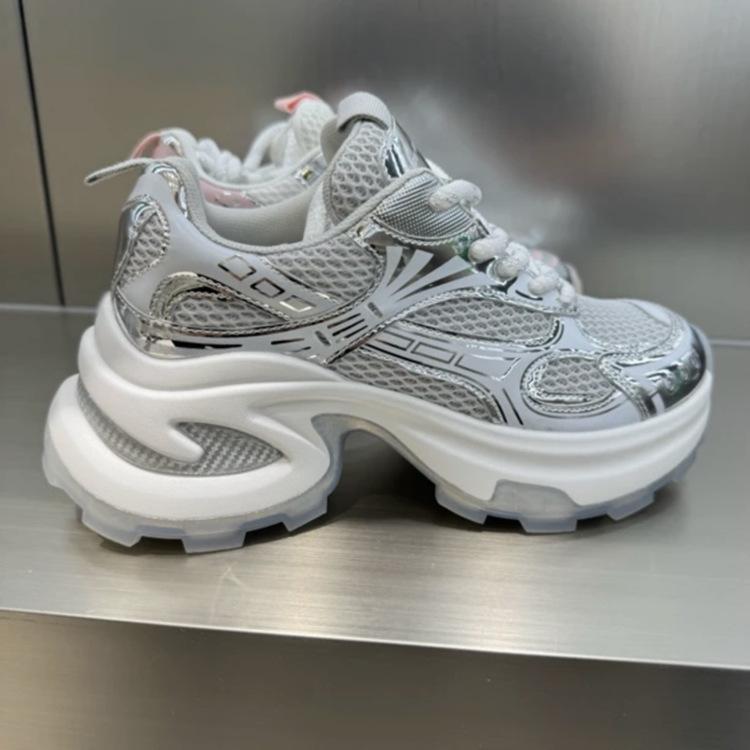 Dad shoes, sports shoes, thick soles, heightened breathable mesh, solid color, princess style, universal in all seasons