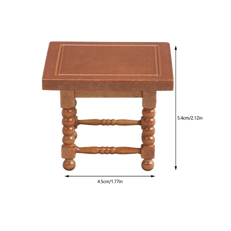 Simulation Miniature End Table 1/12 Scale Doll House Living Room Accessories Natural Finish Furniture for Room Decors