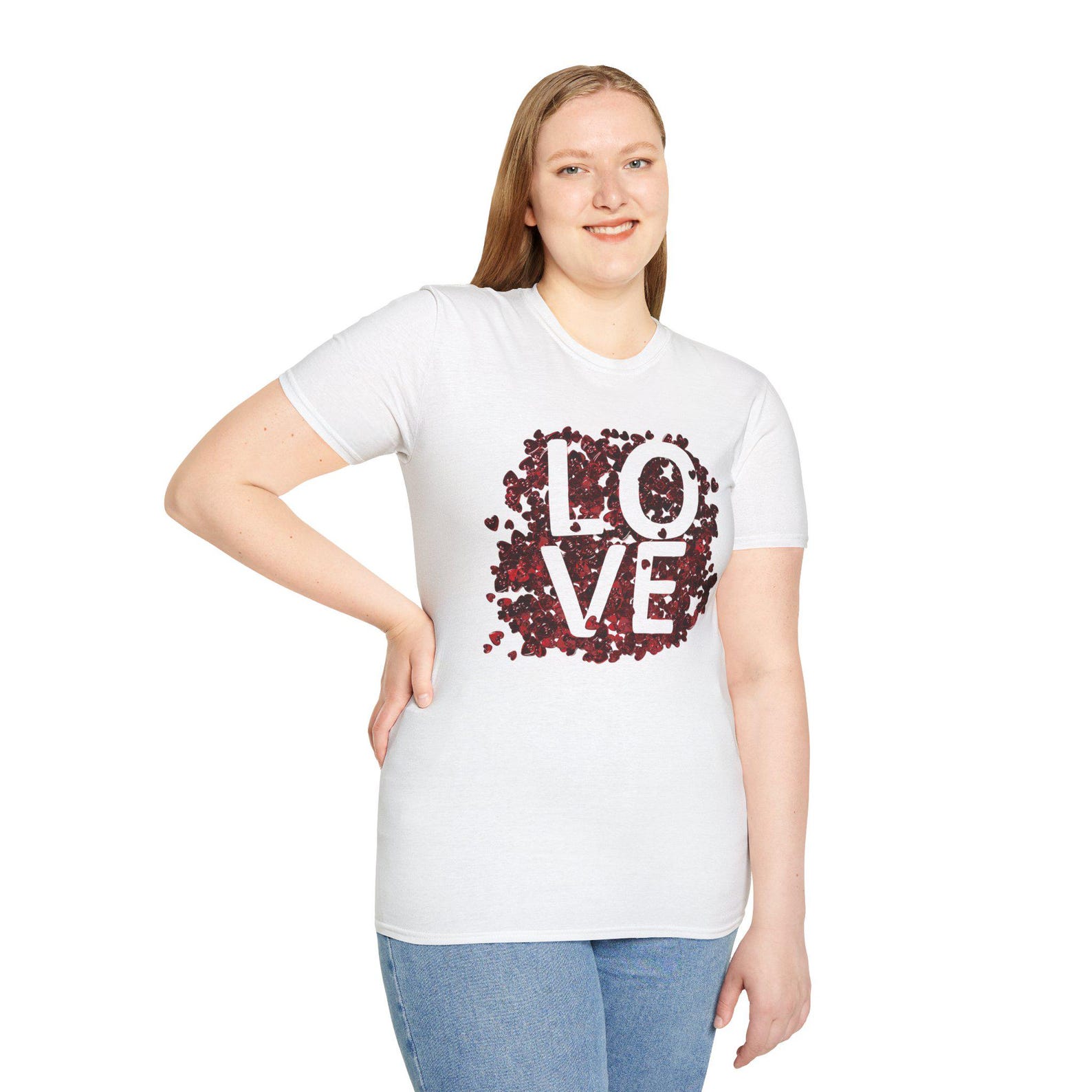 Love Heart Graphic T-Shirt: Unisex Softstyle Valentine s Day Top S