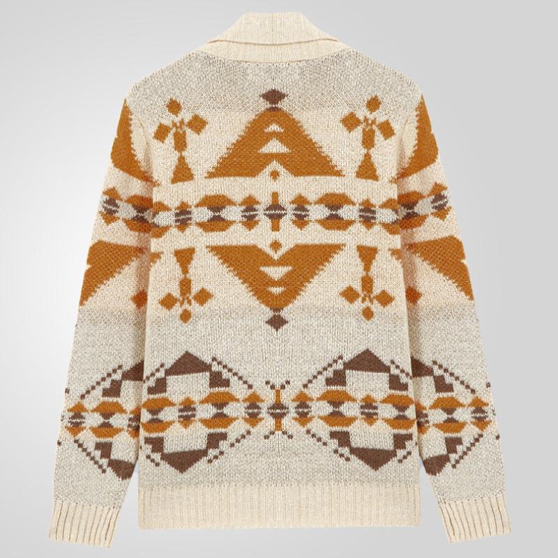 Autumn and Winter Men's Jacquard Outer Wear Sweater Long-sleeved Knitted Jacket Top