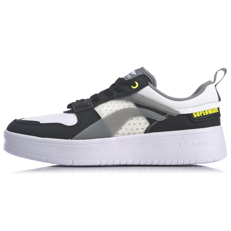 New LiNing Wave Superwave Lite Anti Slip Wear Resistant Low Top Skateboard Shoes Men's White Black Gray AGCQ063-3