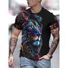 Summer Urban Fashion Men's Top Outdoor Sports Street Men's Short Sleeved Daily Casual Men's T-shirt 3D Lion Print