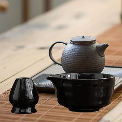 Ceramic Matcha Bowl and Whisk Holder 500ml Porcelain Tea with Spout Making Supplies